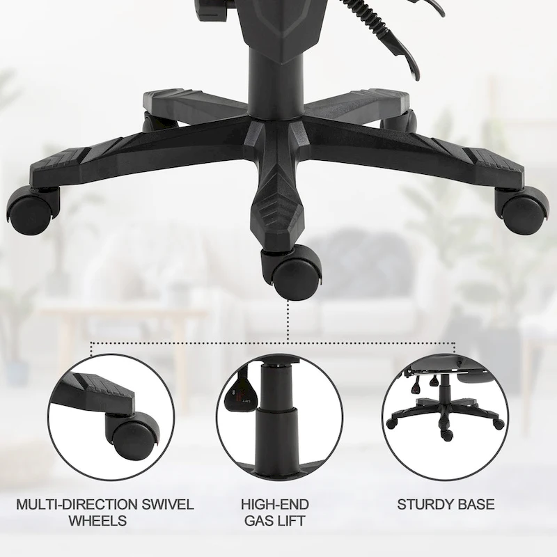 Vinsetto Home Office Chair Adjustable Height Recliner with Retractable Footrest, Mesh Back