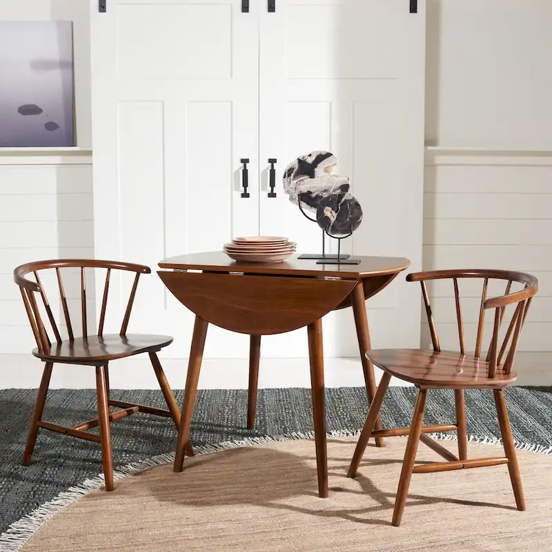 Folding Round Dining Table - Space-Saving Design (Black/Light Oak/Light Grey/Walnut)