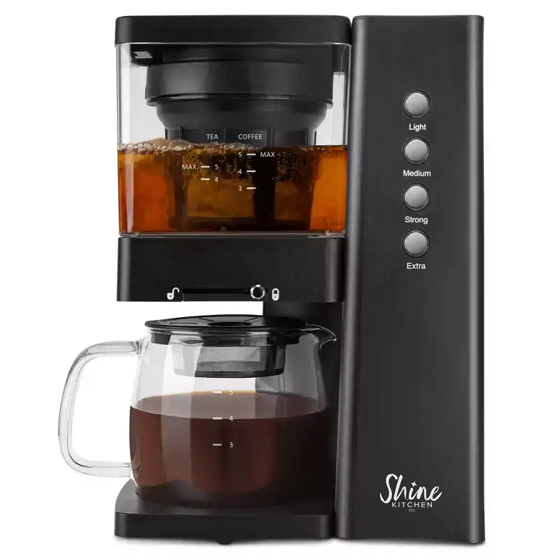 Shine Kitchen Co. Rapid Cold Brew Coffee  Tea Machine with Vacuum Extraction Technology  Black