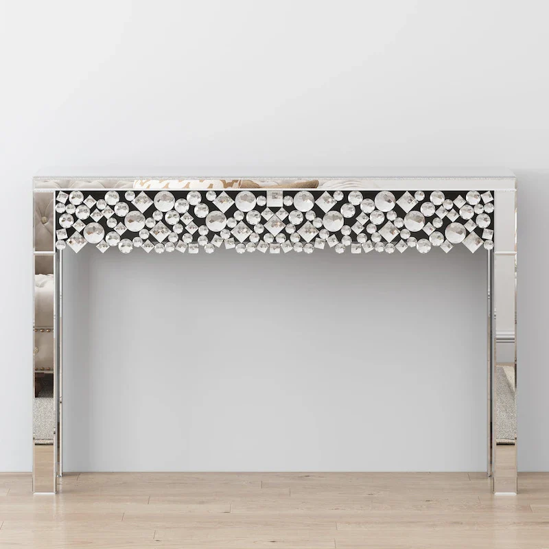 Glam Console Table with Crystal Frame