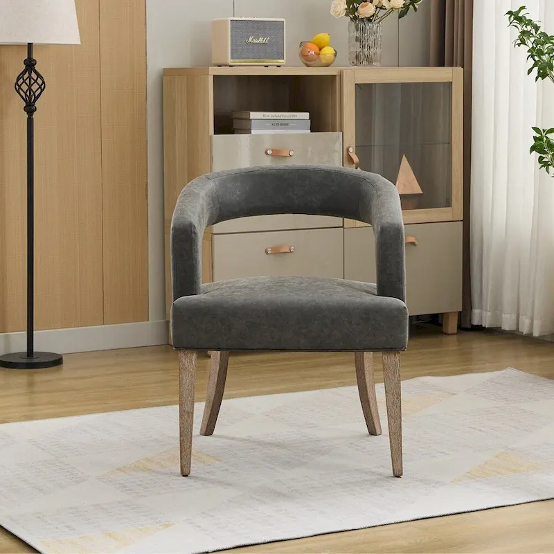 25.79  Wide Modern Barrel Open Back Upholstered Accent Chair
