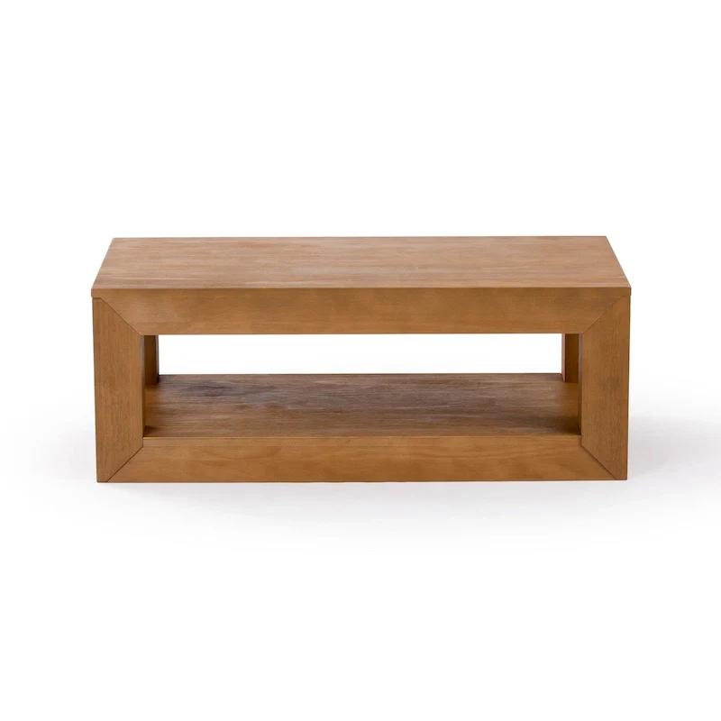 Plank and Beam Modern Rectangular Coffee Table with Shelf