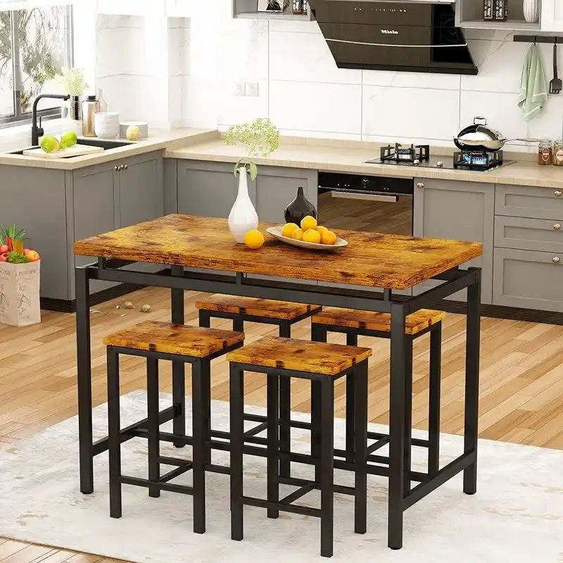 Modern farmhouse style bar counter, dining table and chairs