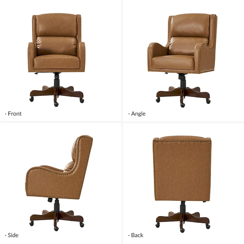 Pete Faux Leather Adjustable Height Swivel Executive Chair with Tilt Mechanism by HULALA HOME