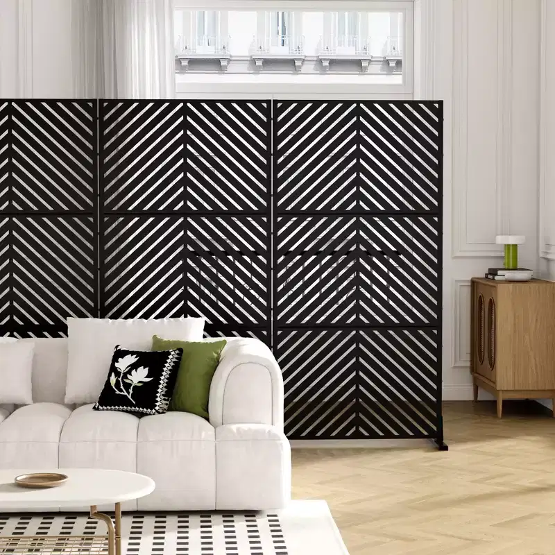 Parallel Black Metal Outdoor Private Screen
