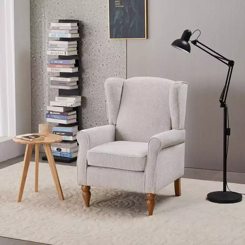 TUYOHW Modern Accent Chair & Wood Coffee Table Set Upholstered Reading Chair with High-Back Armchair Club Chair for Living Room, Bedroom