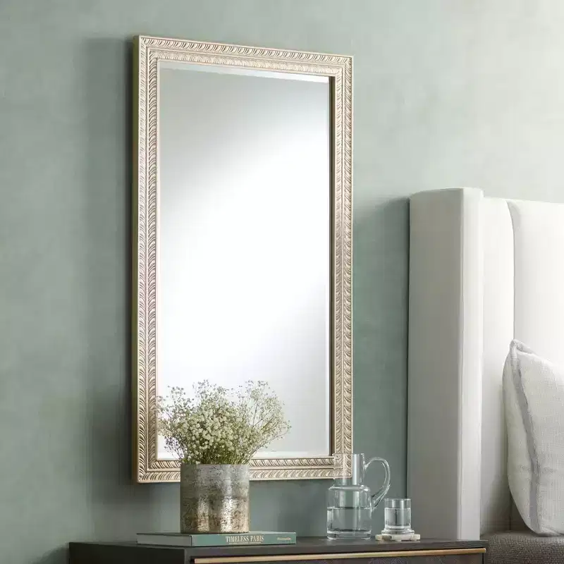 Noble Park Shaina Rectangular Vanity Decorative Wall Mirror Modern Champagne Gold Wood Frame 24 Wide Bathroom Bedroom Living Home