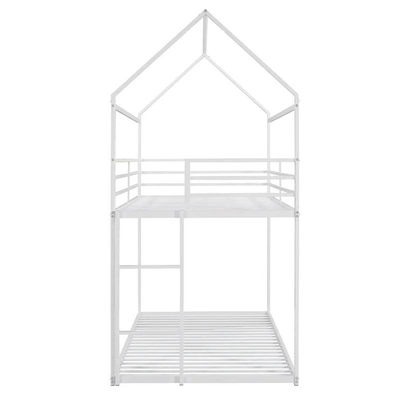 Metal House-shaped Open Canopy Bunk Bed