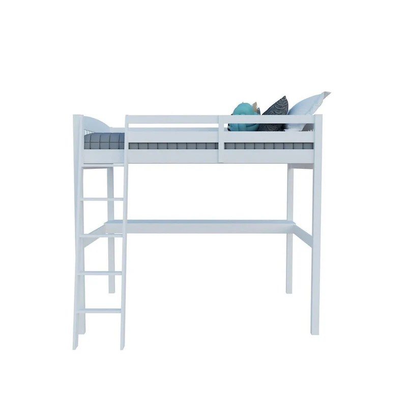 Twin Size Loft Bed with Desk, Solid Wood