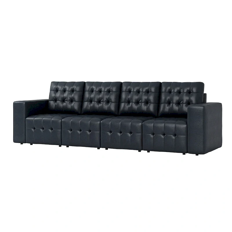 Aurora Genuine Leather Ottoman with Tufted Design by HULALA HOME