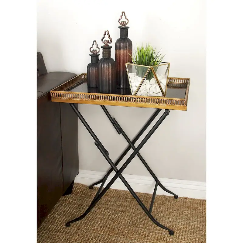 Gold Metal Accent Table, 14W x 21L x 25H