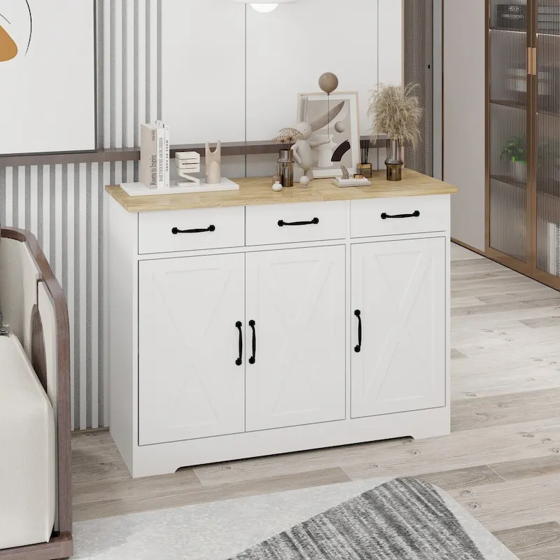 Storage buffet cabinet with 3 drawers and 3 doors