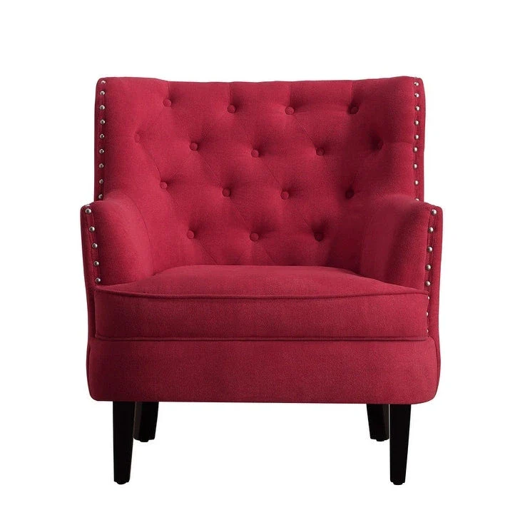 Moser Bay Mignon Velvet / Linen 30  Wide Tufted Wingback Accent Chair