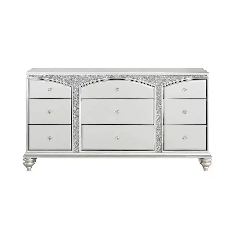Maverick 67" Dressers Platinum - Acme Furniture: Glendale Style, 9 Drawers, Crystal Knobs, No Assembly Required