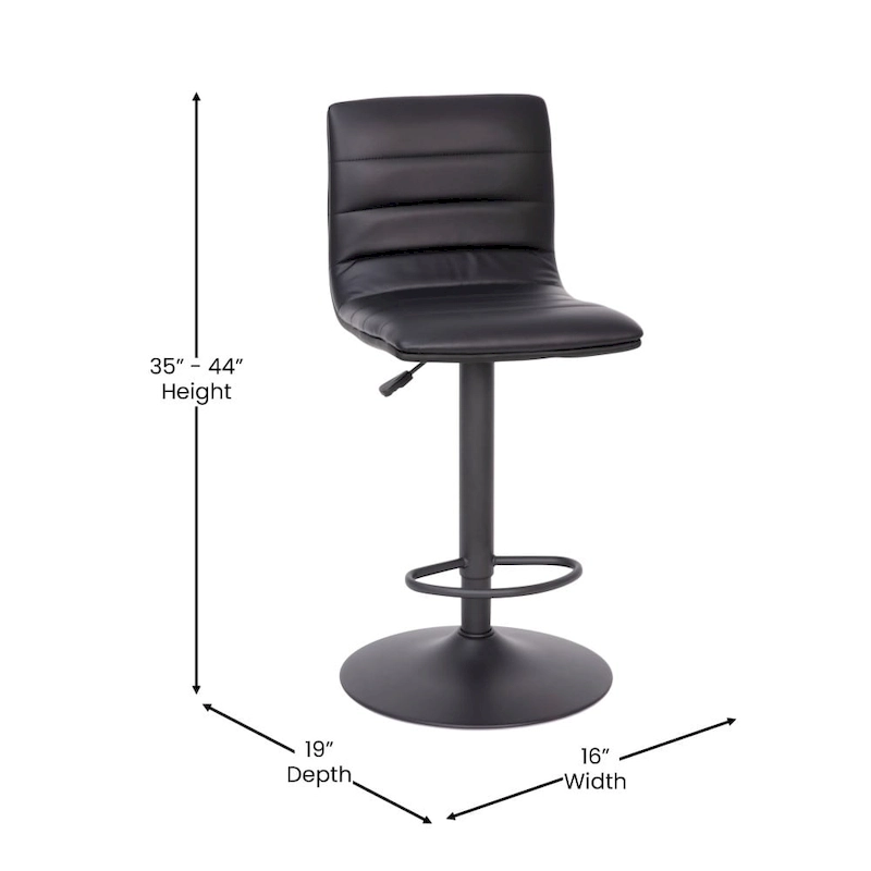 Modern Channel Stitched Adjustable Height Swivel Barstool with Footrest
