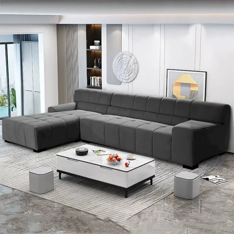 Williamspace Modern Glam LargeUpholstered Sectional Sofa L-shape With Chaise Living Room