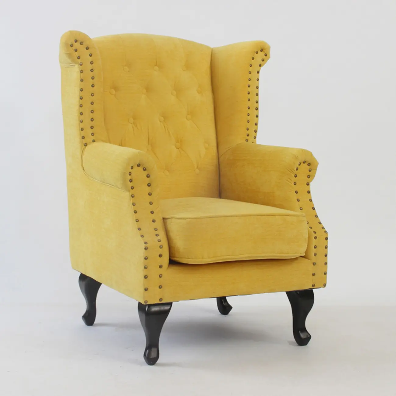 Traditional Leather Wingback Accent Chair with Nailhead Trim