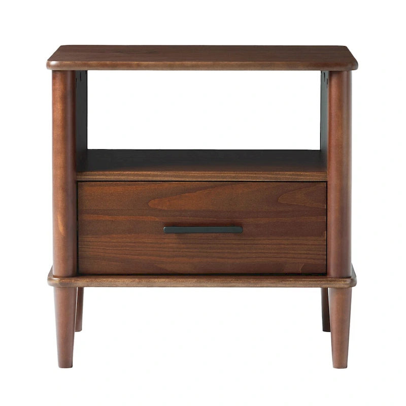 Transitional Solid Wood Spindle Nightstand for Living Room, Bedroom and Office