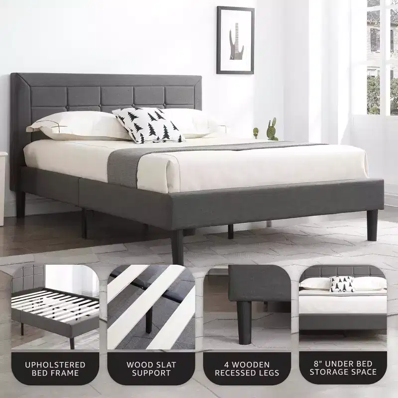 DeCoro Mornington Upholstered 2.0 Platform Full Size Frame and Headboard