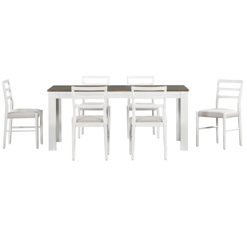 7-Piece Wooden Dining Table Set with 12 Leaf