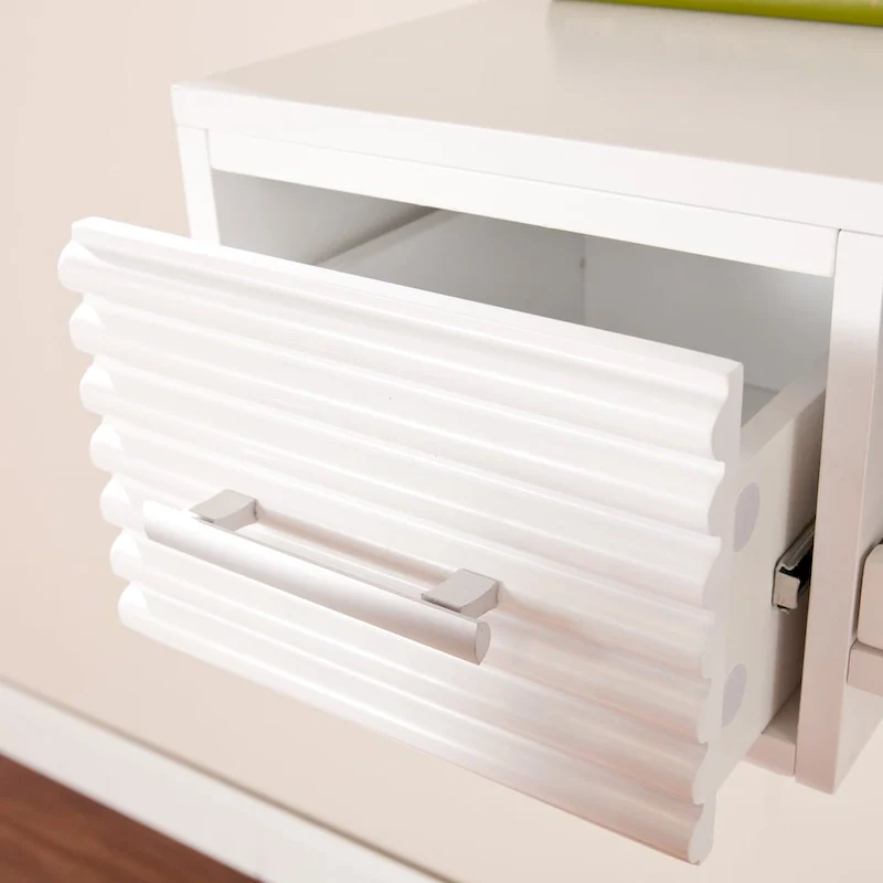 White Wall-Mounted Floating Desk with 2 Drawers, 1-Person