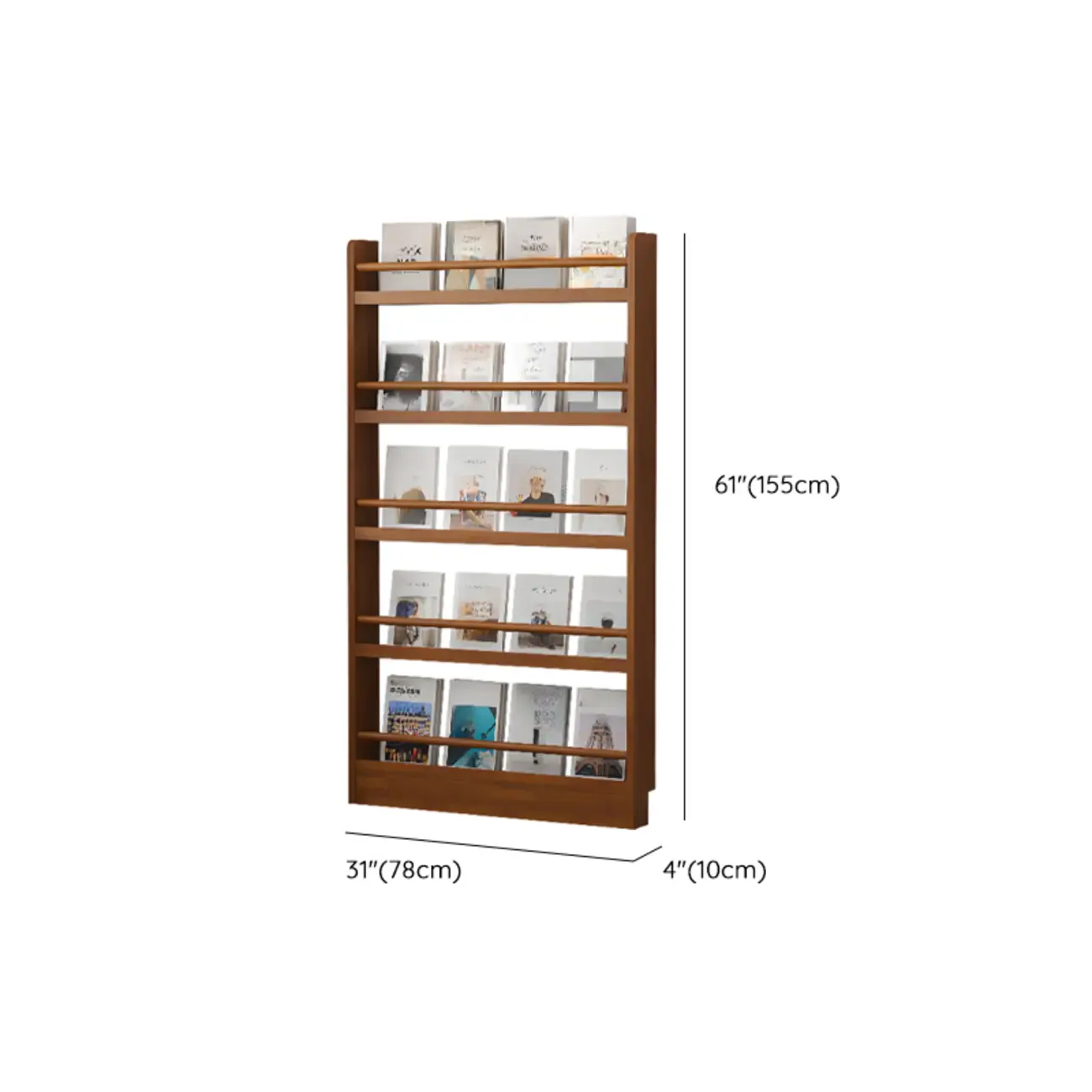 Rustic Brown Oak Bookcase Open Rectangular BookShelves