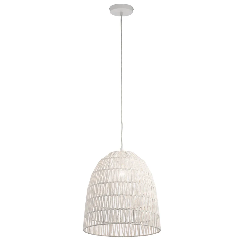 Penelope River of Goods White Woven Hemp Rope Dome Shade Pendant Light - 15  x 15  x 18/66
