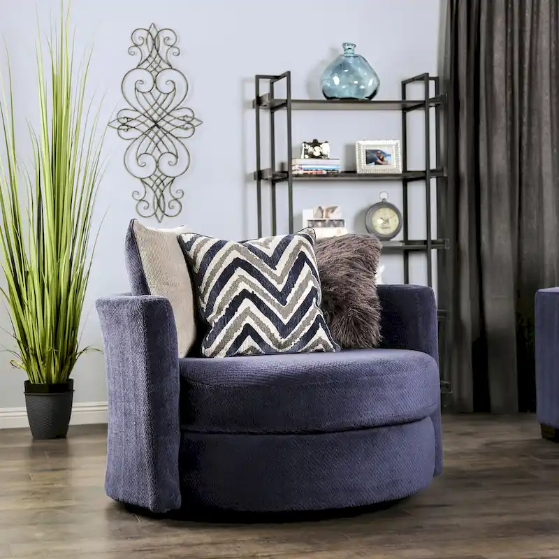 Slaren Transitional Navy Microfiber Padded 2-Piece Sectional and Chair Set by