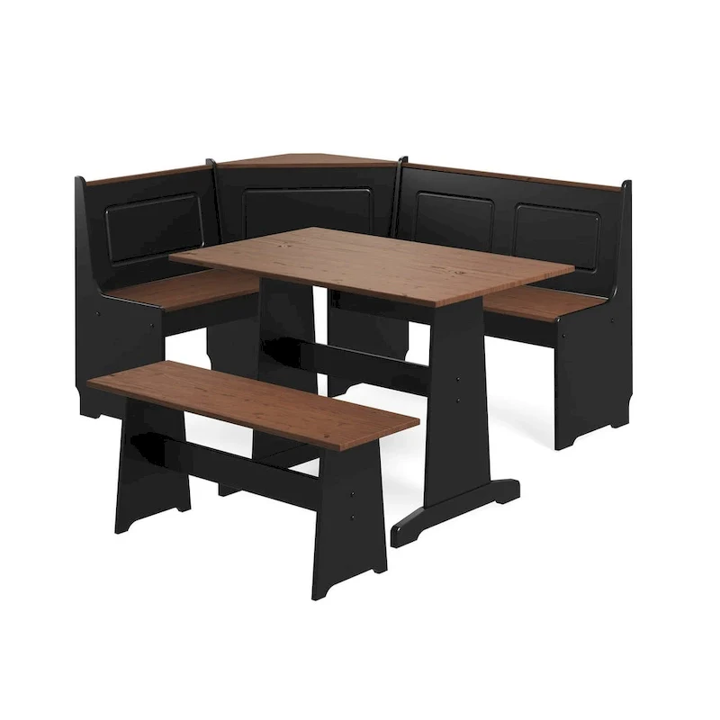 Middlecreek Wood Farmhouse Breakfast Nook Dining Set