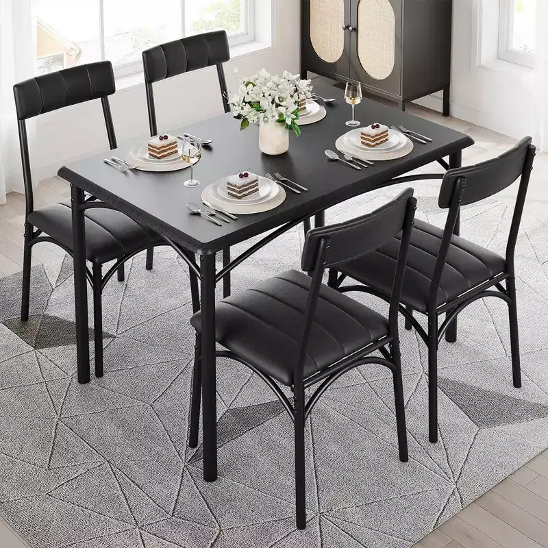 WhizMax Dining Table Set for 2, Square Dining Room Table Set with 2 Upholstered Chairs, 3 Piece Kitchen Table and Chairs, Kitchen Table Set