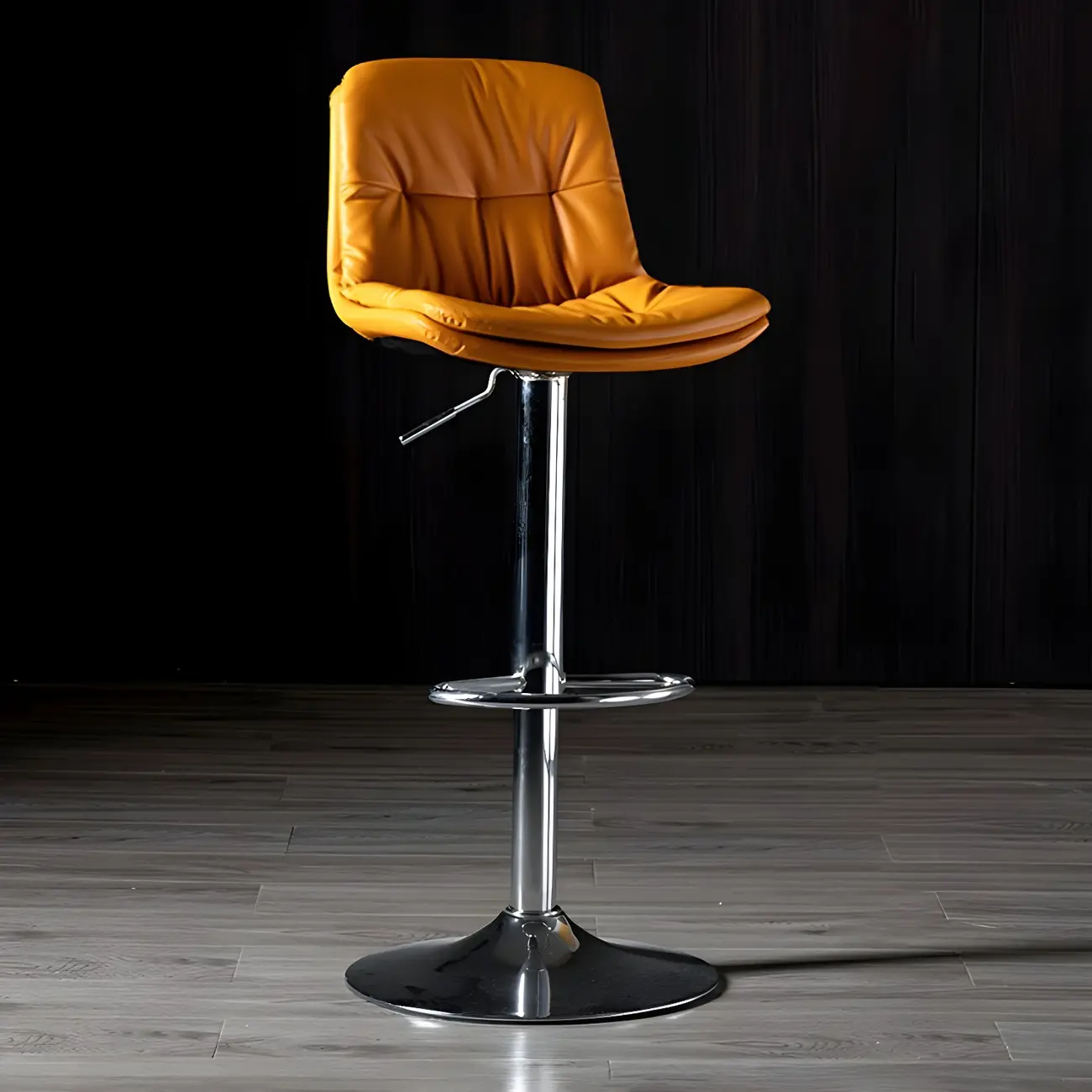 Adjustable Leather Low Back Swivel Bar Stool