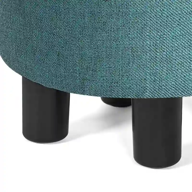 Blue Small Round Fabric Ottoman Footstool, 1-Person