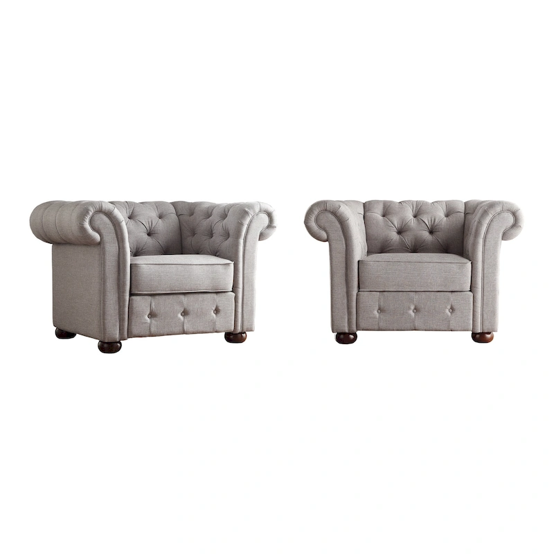Gdansk Tufted Scroll Arm Chesterfield Chair