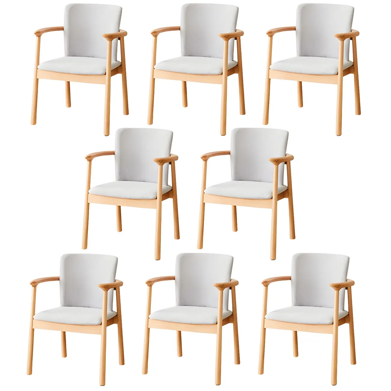 Modern Upholstered Rubberwood Arm Dining Chair Set of 2