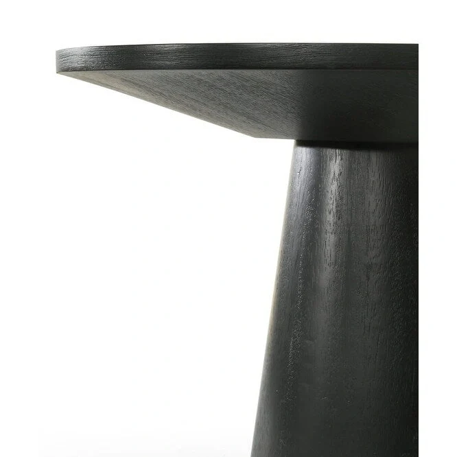 Grantham Black 22 W Round End Table with Pedestal Base
