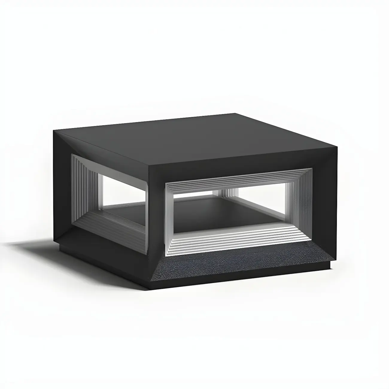 Black Metal Clear Glass Ambient Cubic Post Cap Light