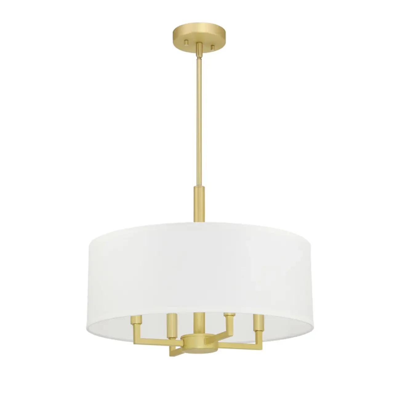 Modern Fabric Drum Chandeliers with Elegant Gold Finish