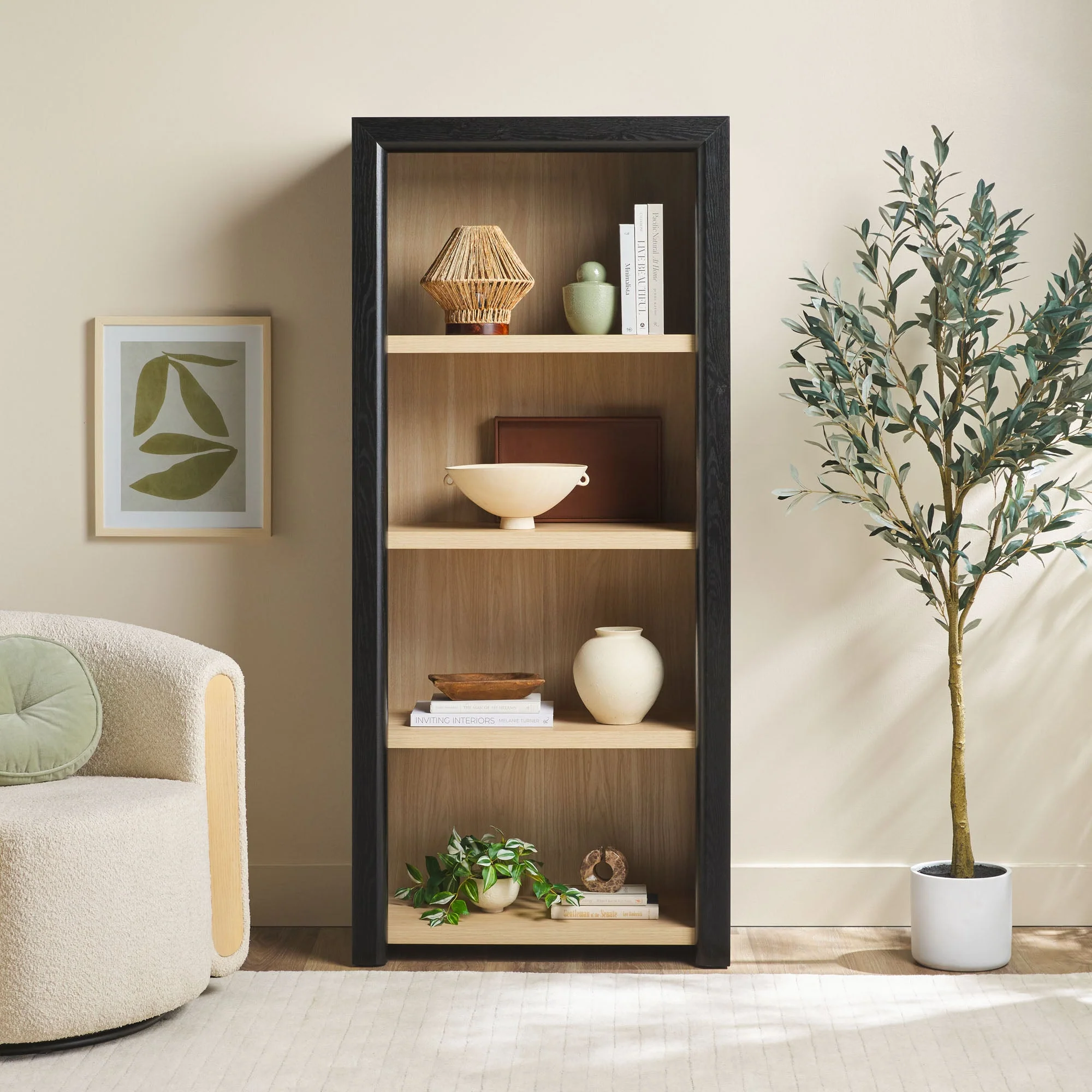 Amira Modern Wood Open Bookshelf
