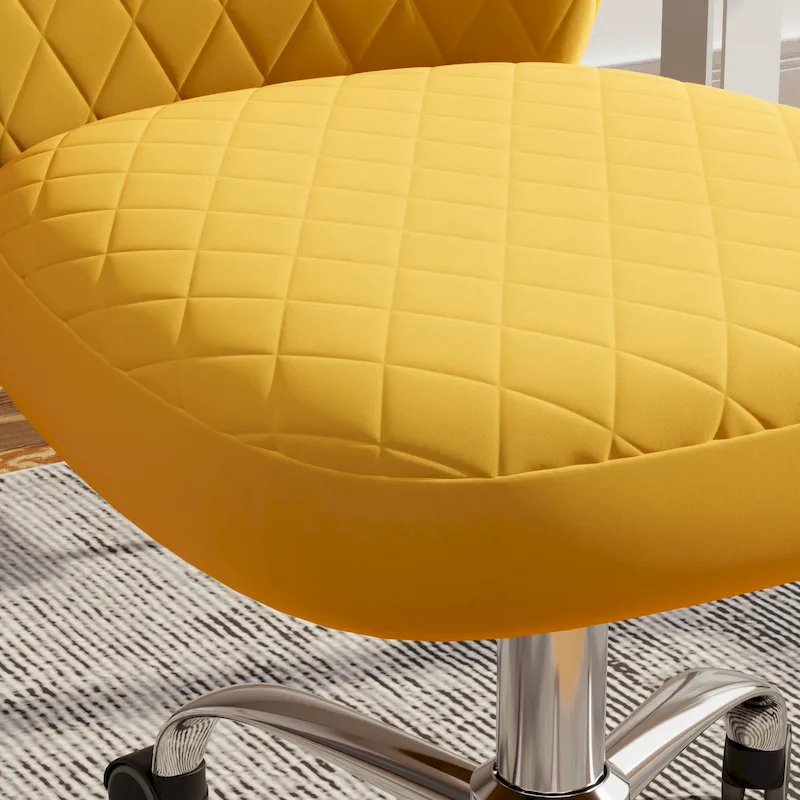 Blue/Grey/Pink/Beige Velvet Armless Swivel Office Chair, 1-Person