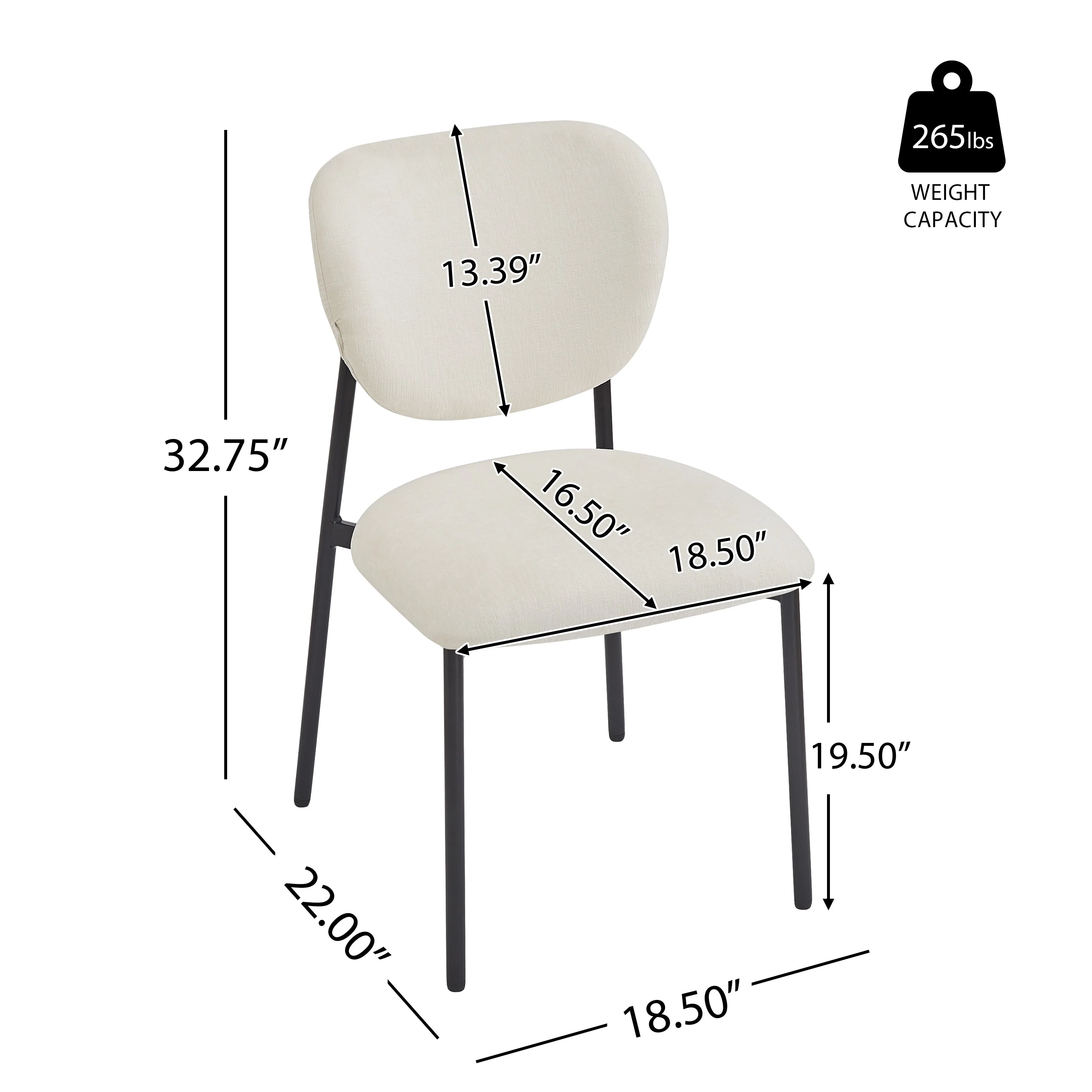 Modern Beige Upholstered Dining Chairs (Set of 2)