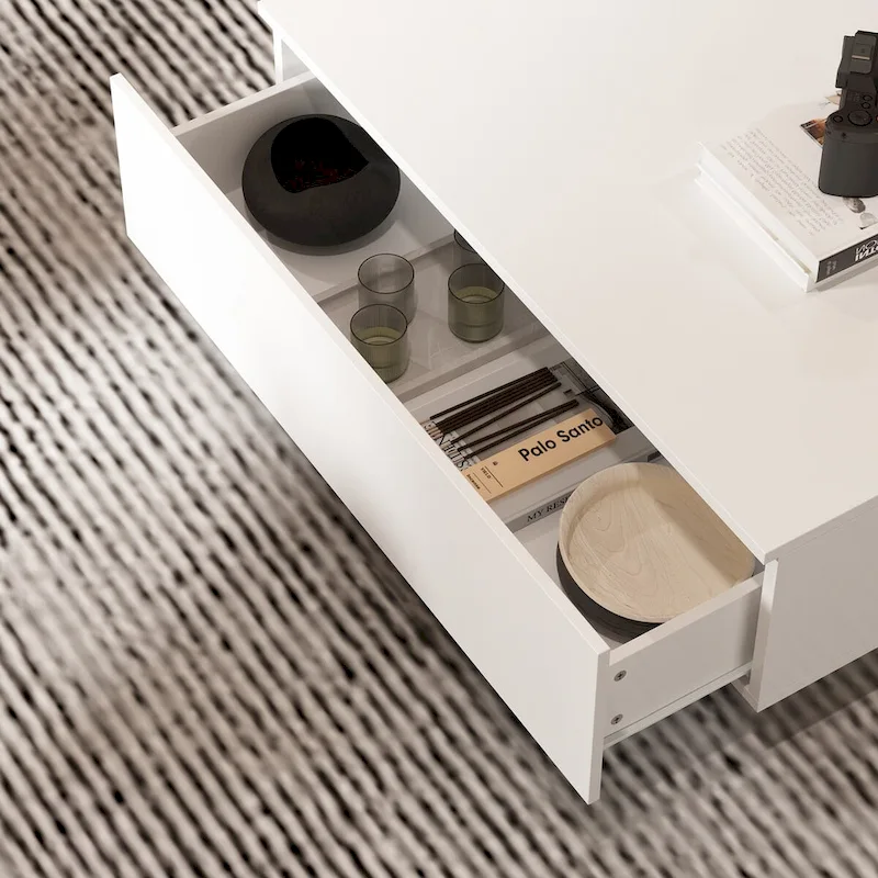 Function & Elegance: Modern LED-Lit Coffee Table with Glass Top