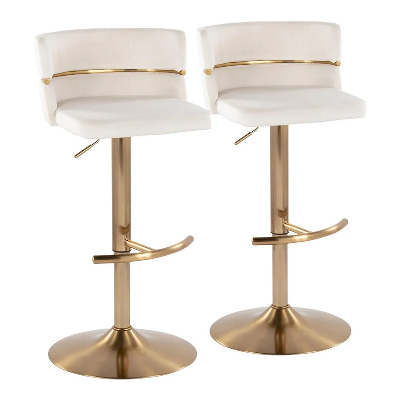 Adjustable Bar Stools with Rounded T Footrest Set of 2