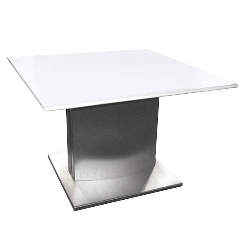 HomeRoots 22 White And Silver Marble And Metal Square Pedestal End Table - 21.5' X '22' X '21.5