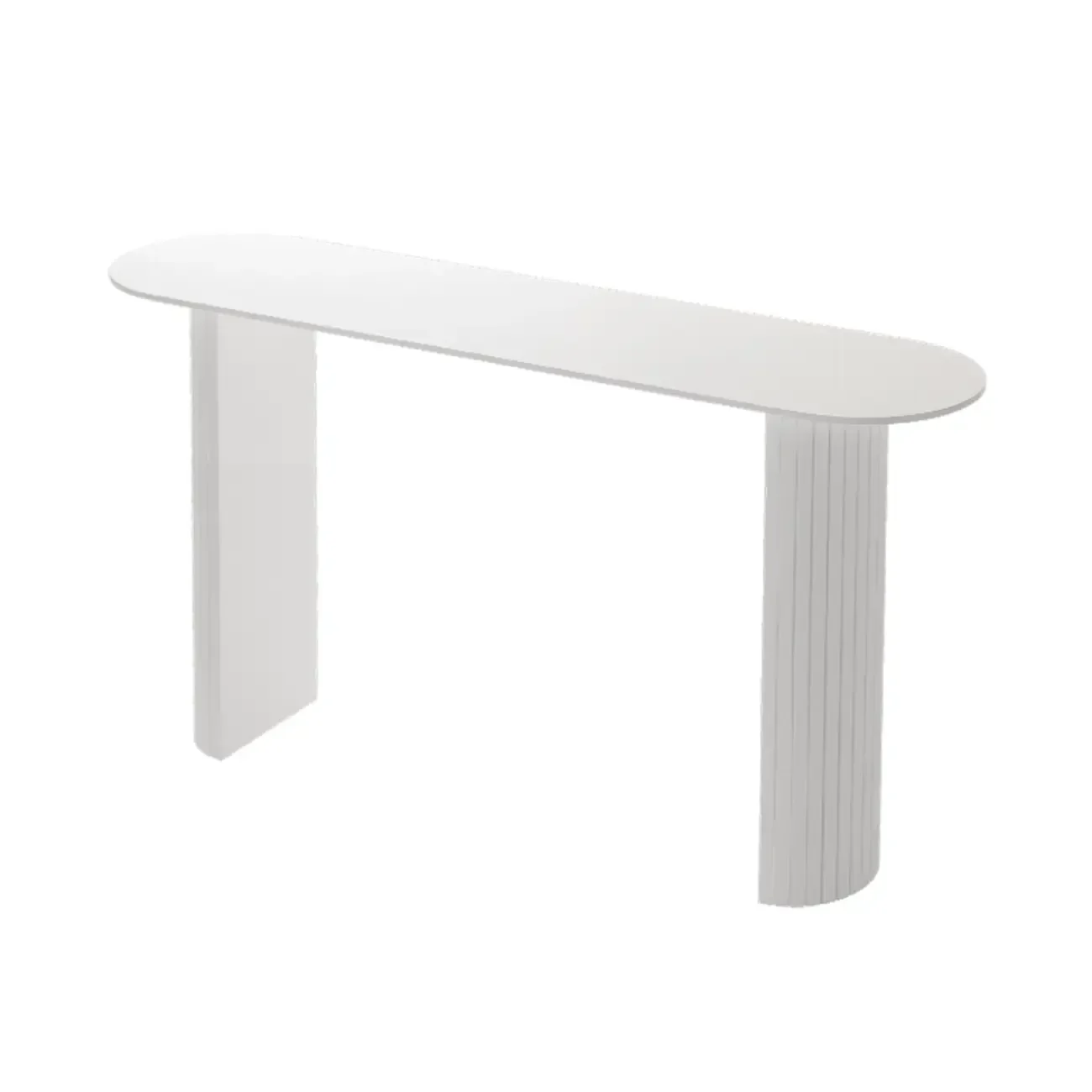 Scandinavian Oblong Black Stone Ribbed Steel Bar Tables