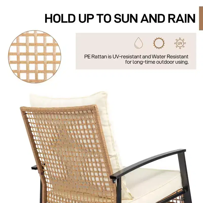 Karl Home Patio 3-Piece Wicker Rocking Conversation Set