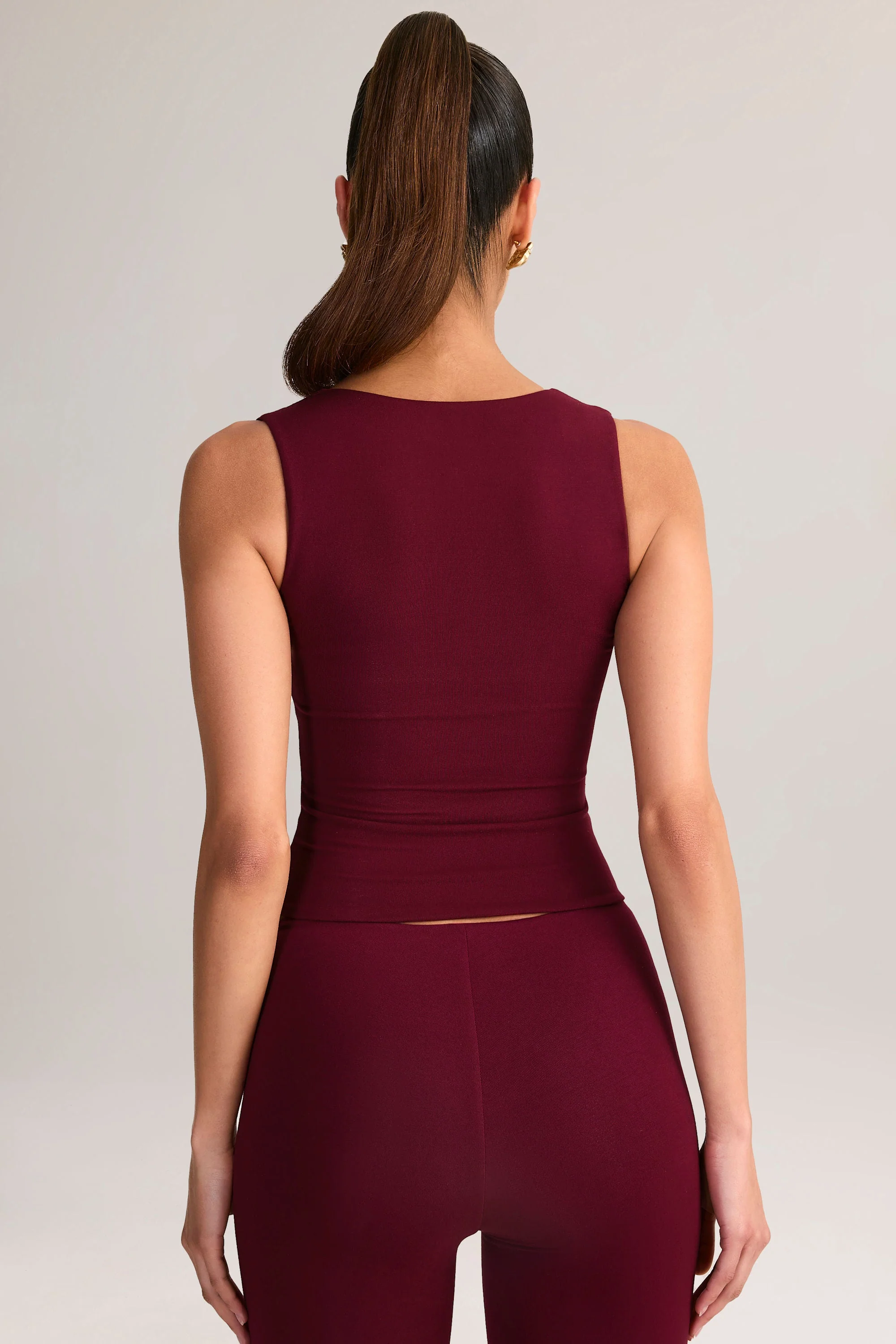 Modal Square-Neck Top in Wine