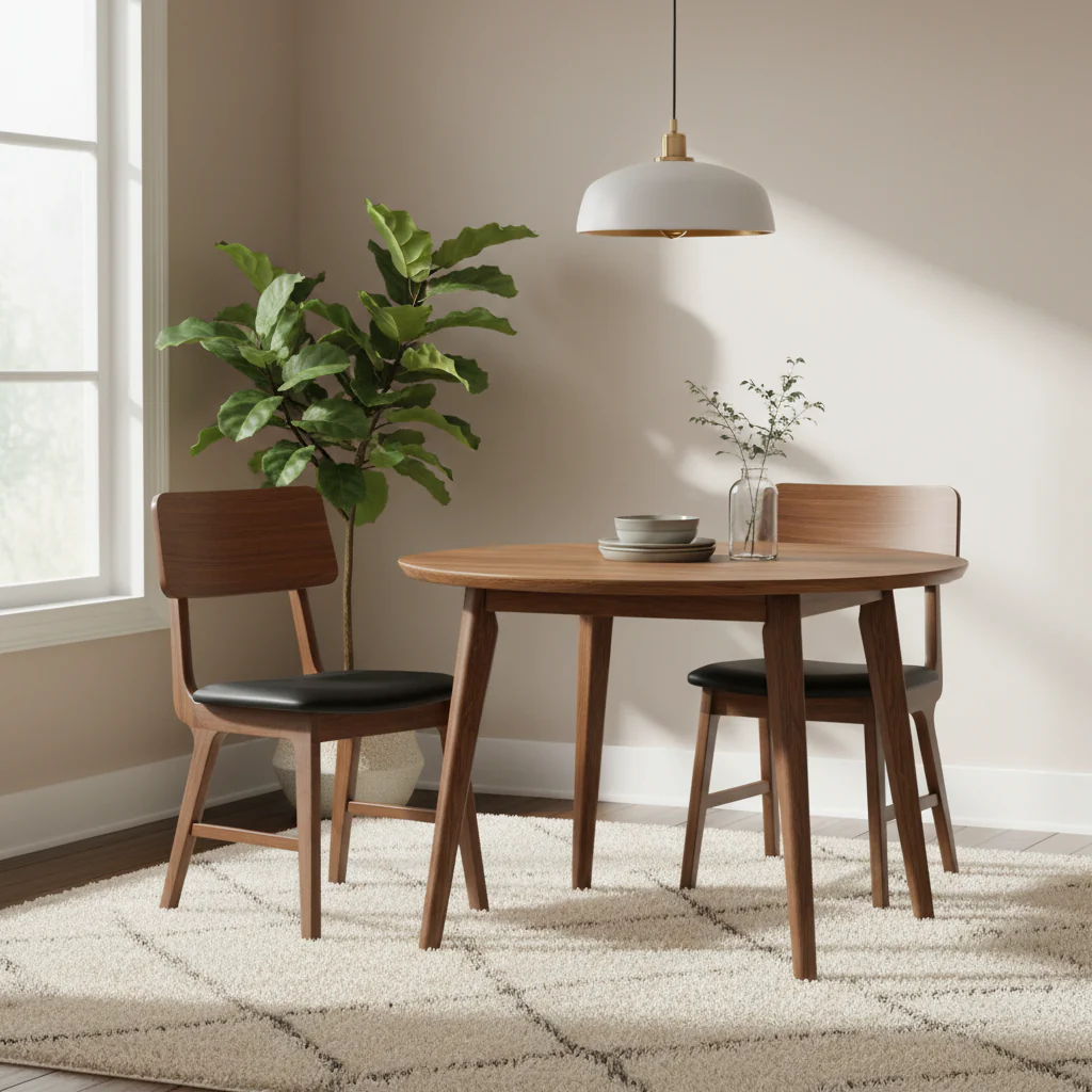 Walnut and Black Side Chair (Set of 2)