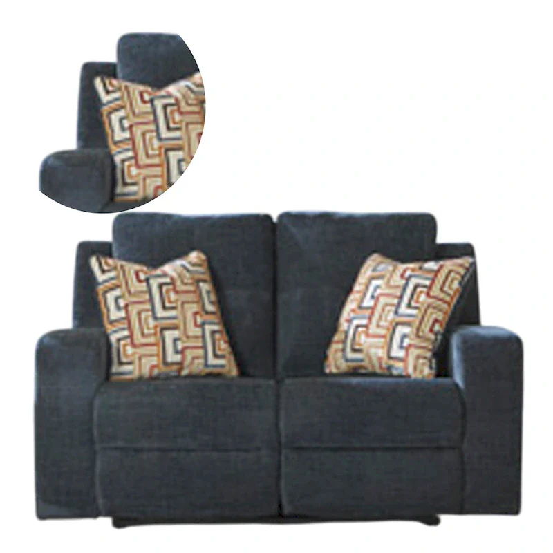 Navy Blue Manual Reclining Loveseat, Polyester, 2-Seat, 64