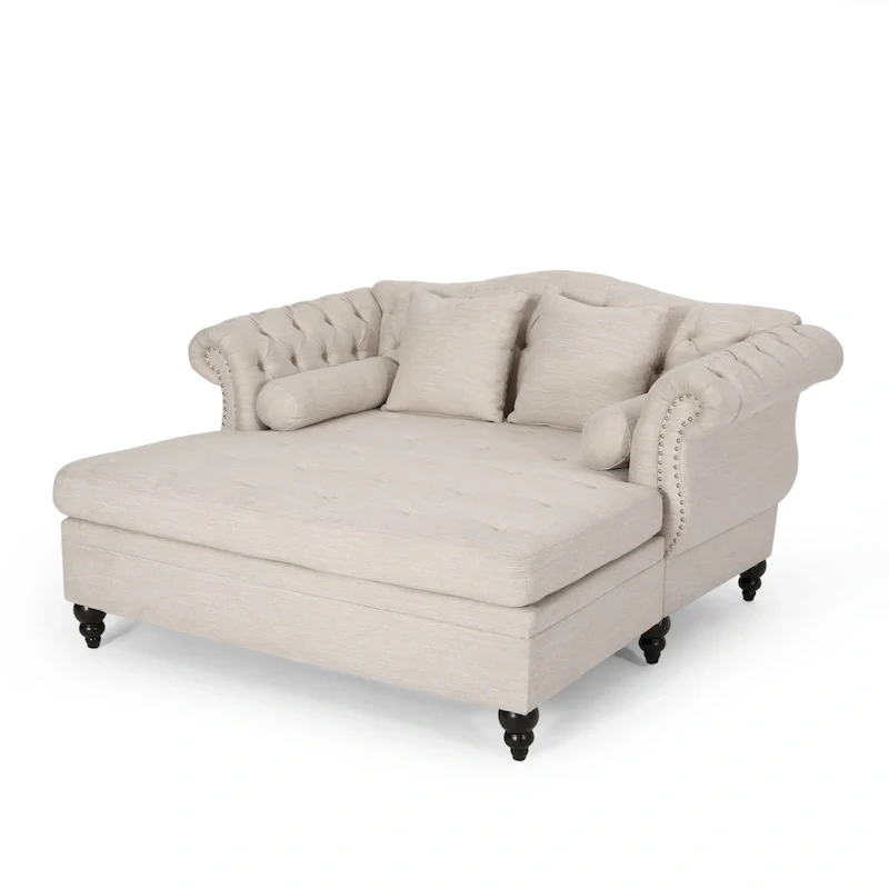 Wellston Tufted Double Chaise Lounge by Christopher Knight Home - 62.50 L x 58.50 W x 34.00 H