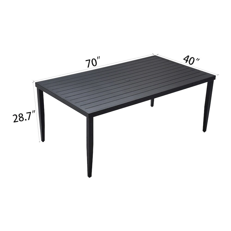 Patio Aluminum Dining Table with Umbrella Hole and Legs